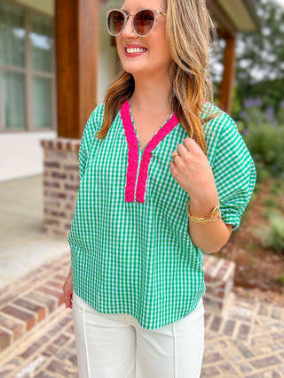 Green Sweet Summertime Gingham Top