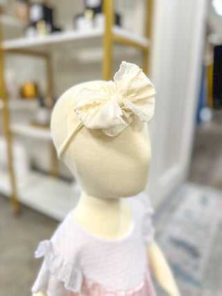 Frilly Frou Mini IVORY Bow Headband