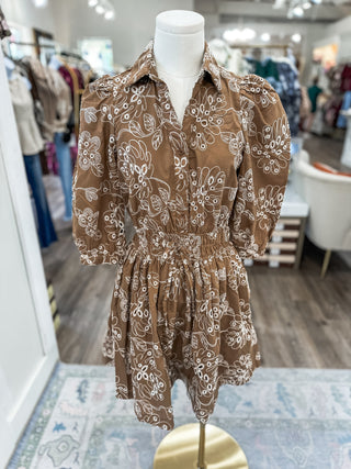 Brown Blossom Belle Mini Dress