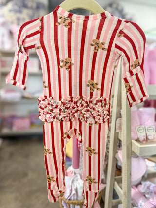 Pink Gingerbread Lane 2-Way Zip Footie