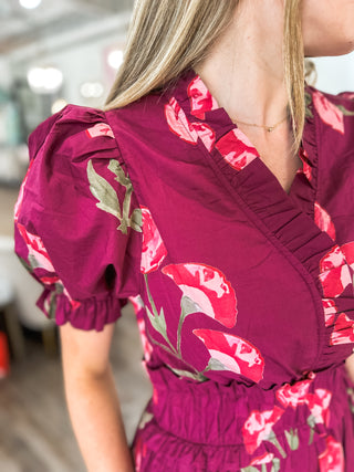 Cranberry Flora Midi Dress