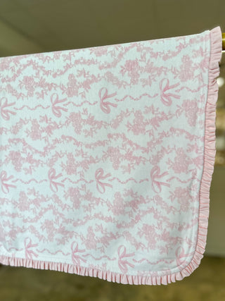 Pink Bow Toile Baby Blanket