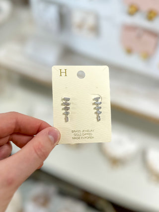 Silver Delicate Drip Crystal Earrings