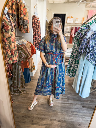 Navy Rowan Petal Path Midi Dress