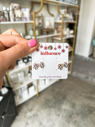 White Bow Stud Earrings