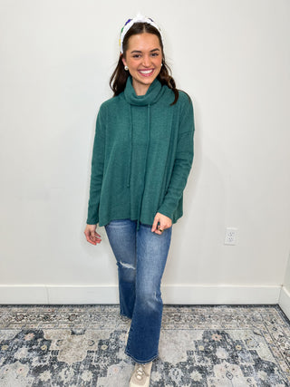 Moss Micro Fleece Cowl Neck Sweater