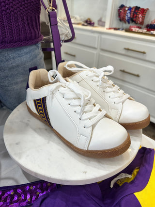 Purple & Gold All of the Tigers Game Day Sneakers