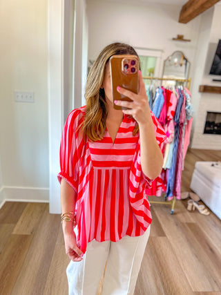 Pink Sweet Breeze Stripe Top