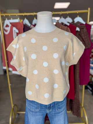 Beige/Ivory Polka Dot Moment Sleeveless Sweater