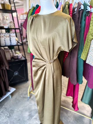 Olive Pretty Little Moments Satin Midi Dress