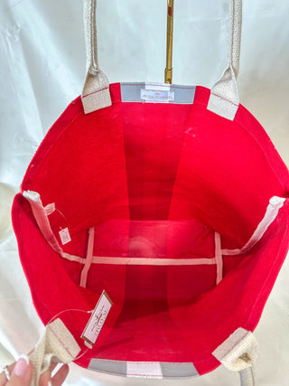 Red/White Campus Stripe Tote