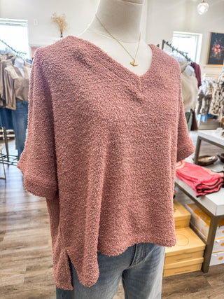 Dusty Rose V-Neck On Cozy Days Wear Me Top