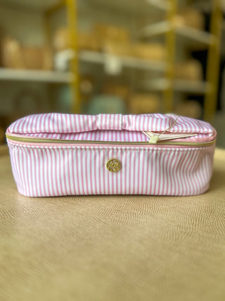 Pink Stripe Kiss and Makeup Mini Pouch