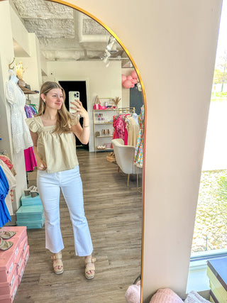 Light Khaki Toes in the Sand Square Neck Top