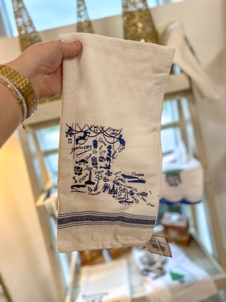 Louisiana Hand Towel Cream/Navy