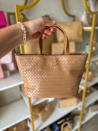 Woven Tan Maren Mini Tote | Caroline Hill