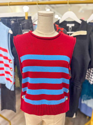 Burgundy Uptown Stripe Sweater Tank