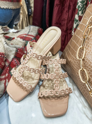 Nude Patent Scalloped Cutout Heels