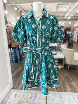 Hunter Green Mulberry Manor Belted Mini Dress