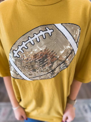 Gold Classic Football Sequin Spirit Oversized Top