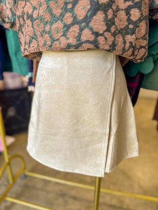 Ecru Better Than Basic Suede Wrap Skort