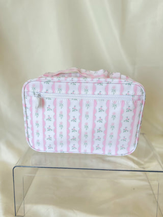 TRVL Pink Ribbon Floral Hanging Toiletry Bag