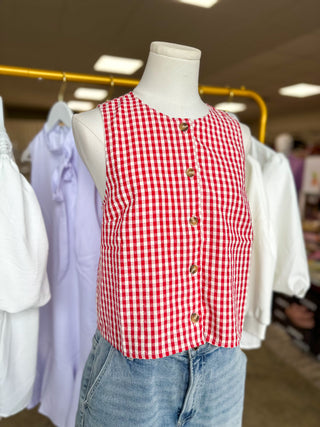 Red Summer Staple Gingham Tank
