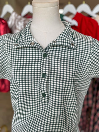 Hunter Green Charming Checkered Shorts Set