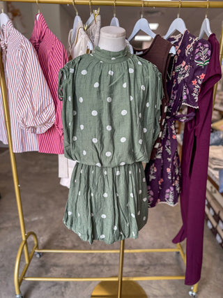 Olive Dot To Be Darling Bubble Mini Dress