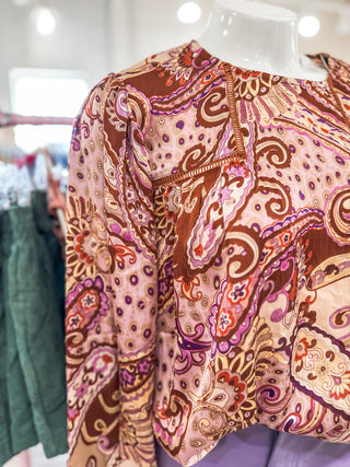 Warm Fall Tones Paisley Print Blouse