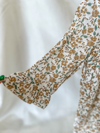 Bitty Brown Floral Bell Sleeve Dress & Leggings