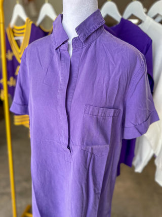 Purple Daydream Washed Denim Mini Dress