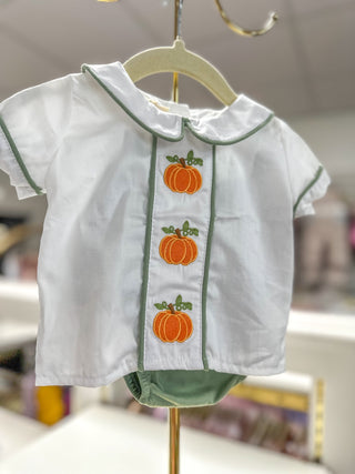 Fall Halloween & Thanksgiving Applique Boys Bloomers Romper Set