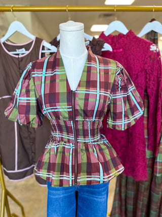 Harvest Charm Plaid Top