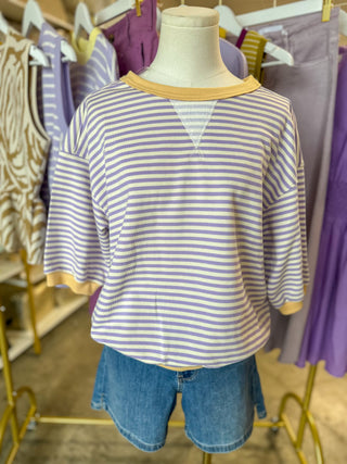 Lavender & Lemon Stripe Knit Top