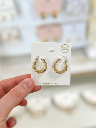 Gold Classic Beaded Hoop Earrings