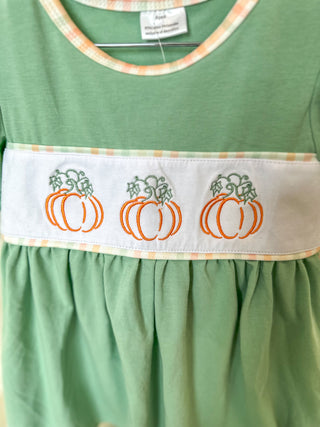 Girls Green Pumpkin Patch Embroidered Set