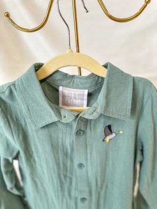 Sage Green Mallard Boys Dress Shirt