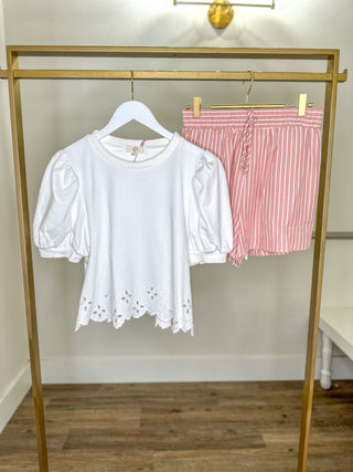 SET Blush Pink Brunch In 30A Striped Shorts & Top