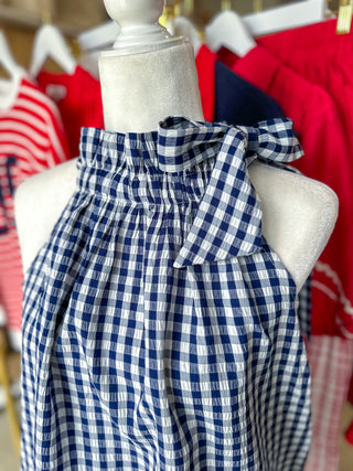 Navy Sweet As Can Be Gingham Short Set