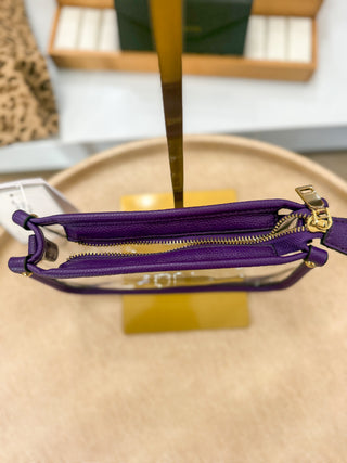 Purple Jessica Stadium Clear Crossbody Bag w/ Chain Accent