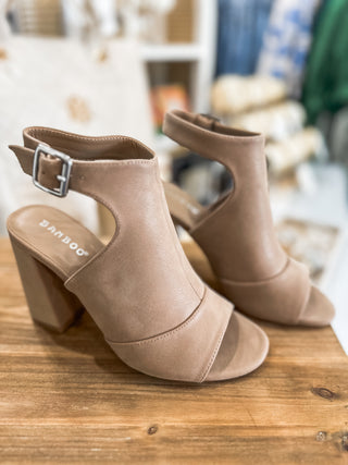 Light Taupe Nider 15 Open Back Bootie