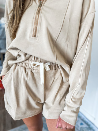 The Jet Set Beige Long Sleeve & Shorts SET