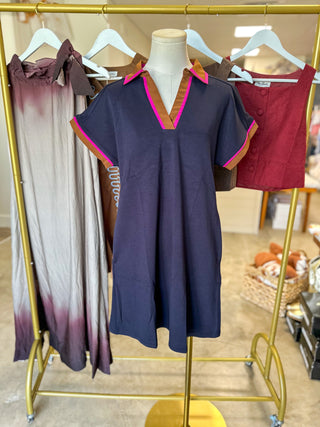 Navy Off Duty Club Mini Dress