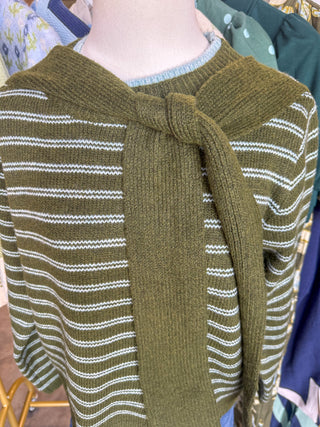Olive Knotted In Style Striped Sweater