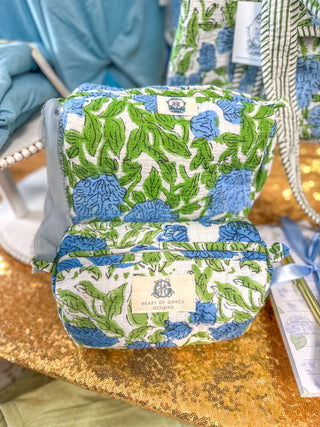 Charleston Blue & Green Cosmetic Bags Set of 2