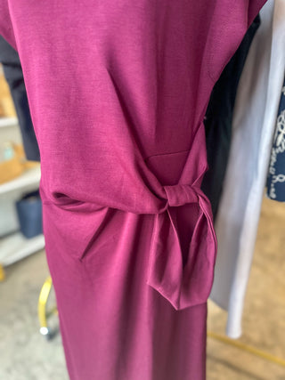 Wine Graceful & Gathered Knot Midi Dress