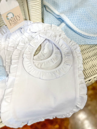 White Ruffle Baby Bib