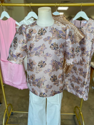 TOP - Thea Jacquard Short Sleeve Top