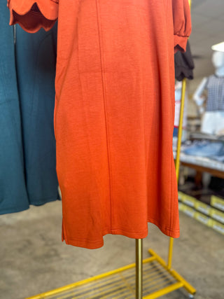 Rust Confident & Collected Half Zip Mini Dress